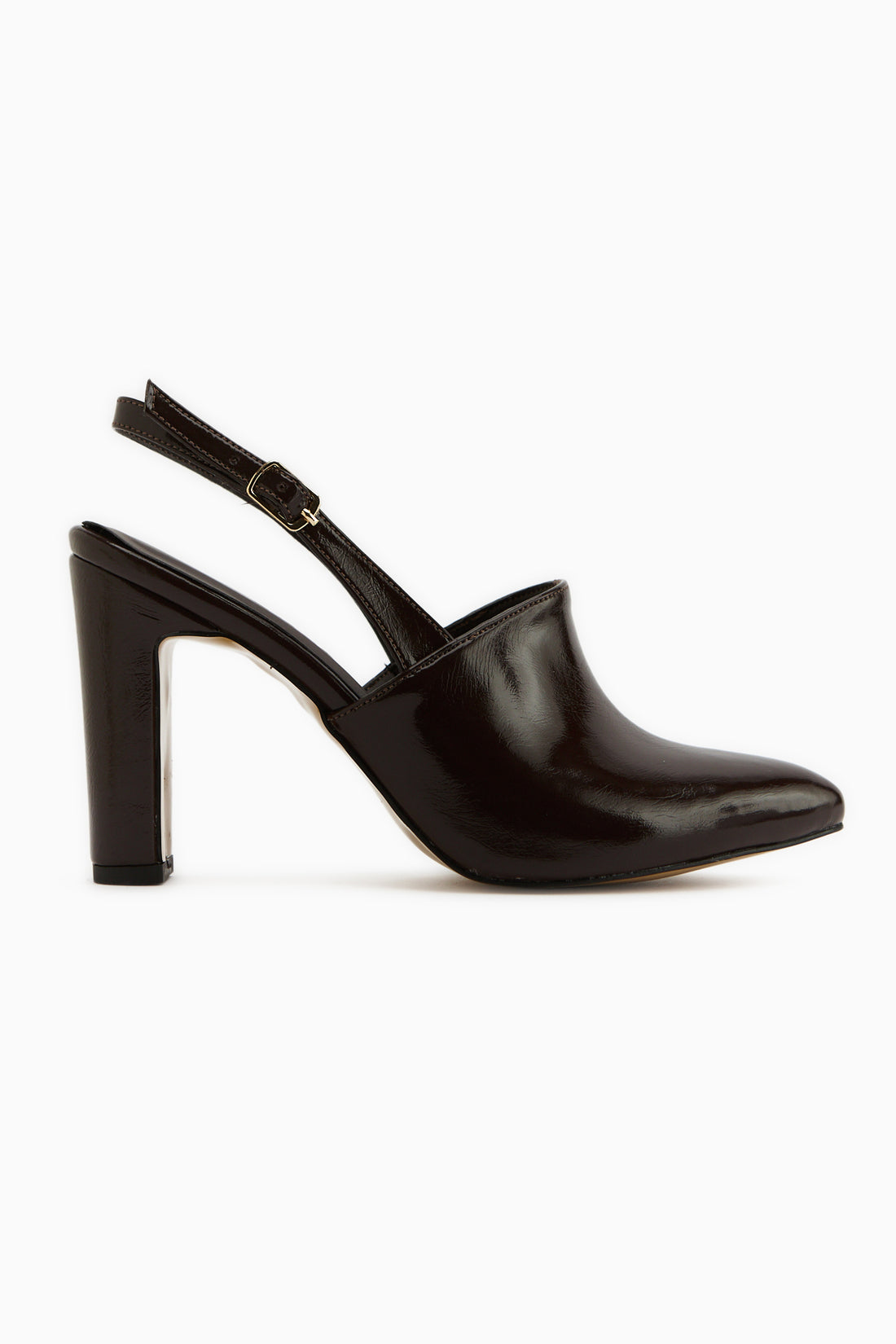 Maisa Brown Pointed Toe Slingback Chunky Heeled Women’s Shoes
