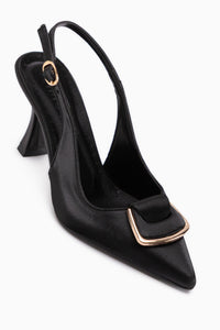 Sanny Black Buckled Women’s Heeled Shoes