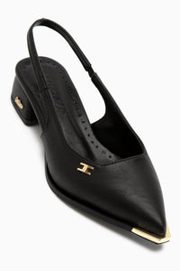 Norah Black Elastic Short Heeled Women’s Shoes