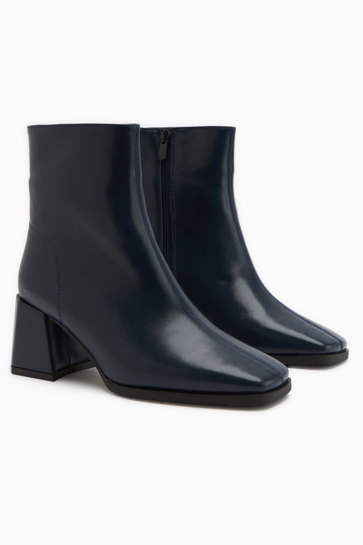 Margot – Navy Square-Toe Heeled Boot (Women)