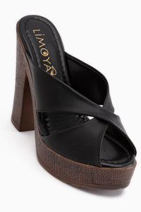 Jemina Black Platform Heeled Women’s Slippers