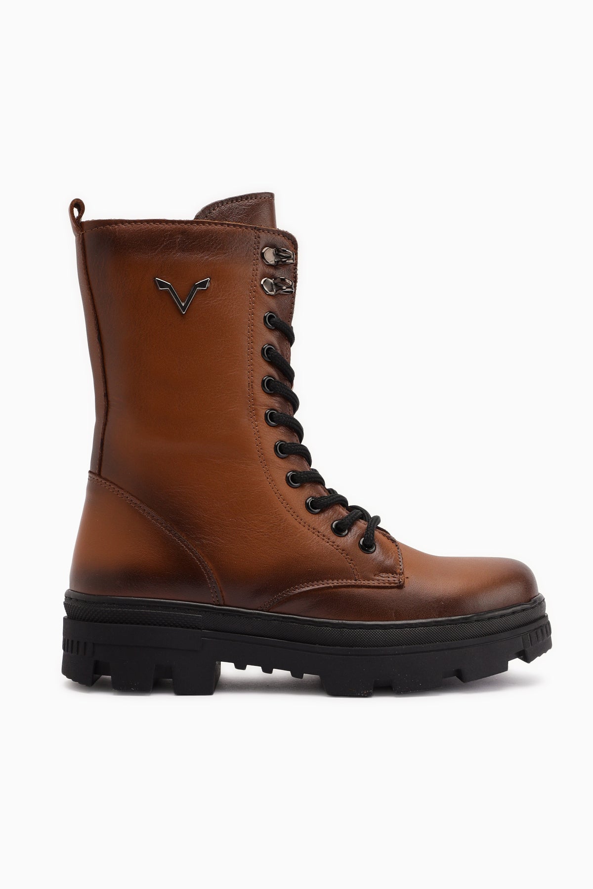 Sanela Genuine Leather – Cognac Combat Boot (Women)
