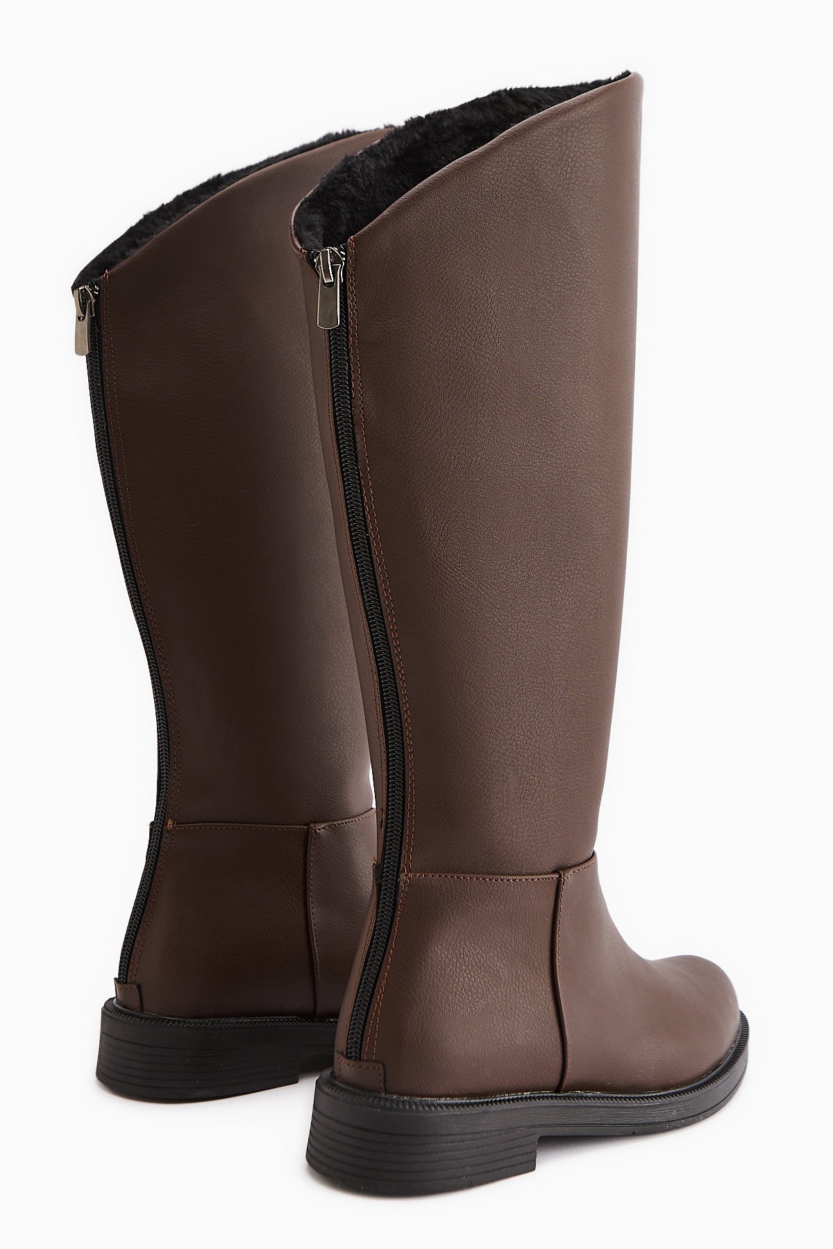 Gigi Brown Fur-Lined Foldable Zippered Boots