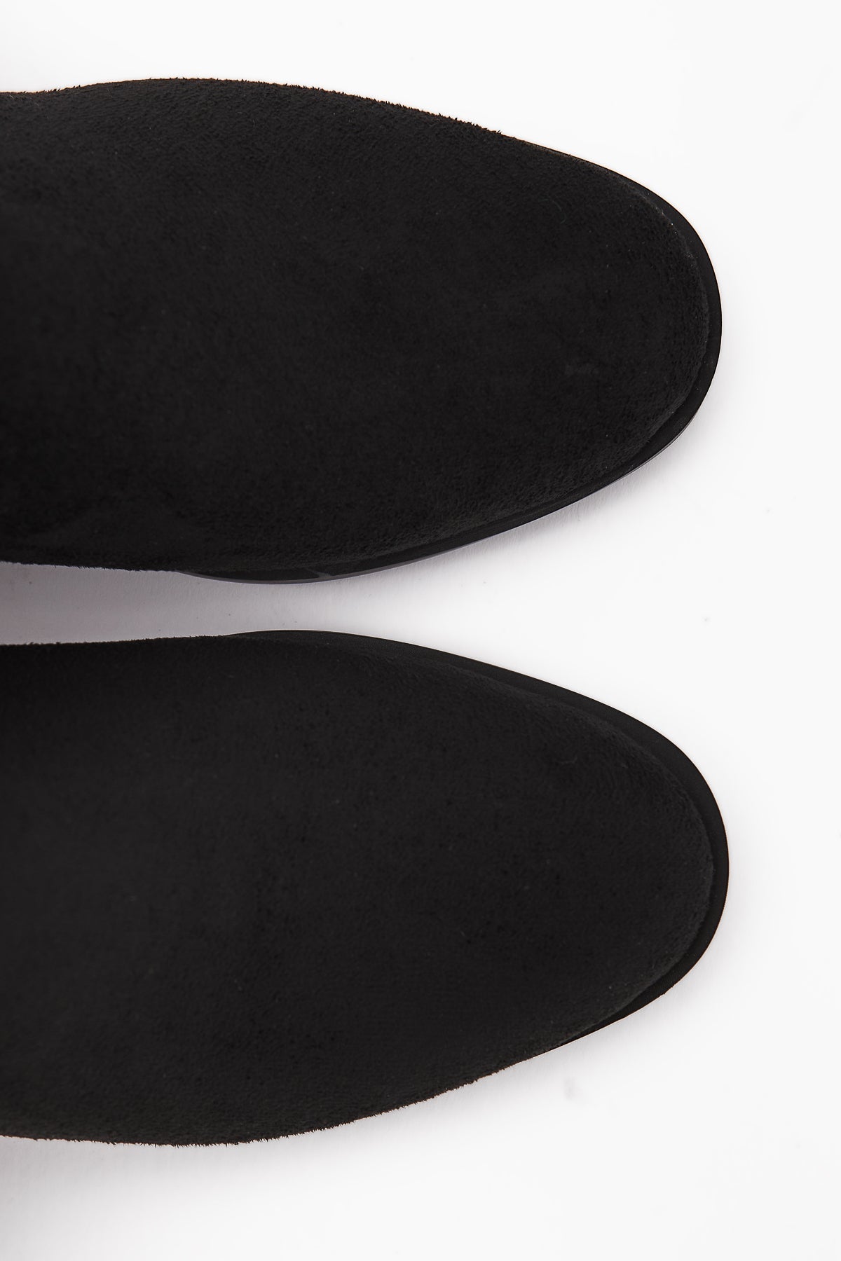 Verna – Black Suede Elastic-Panel Heeled Boot (Women)