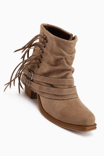 Elis Mink Suede Buckled Women's Cowboy Western Boots