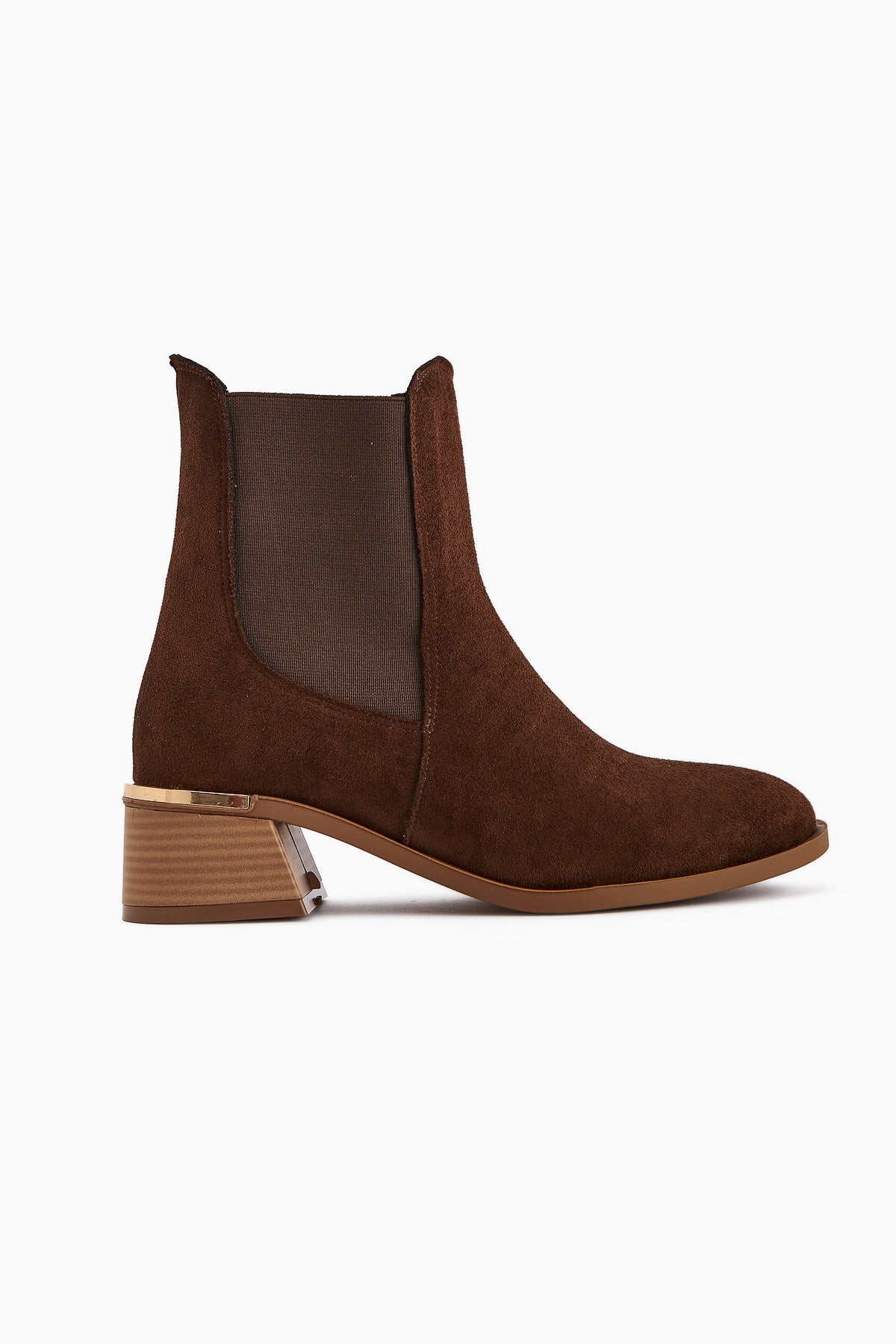 Verna – Brown Suede Elastic Heeled Boot (Women)