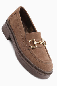 Adelia Genuine Leather Mink Suede Buckled Women’s Loafer