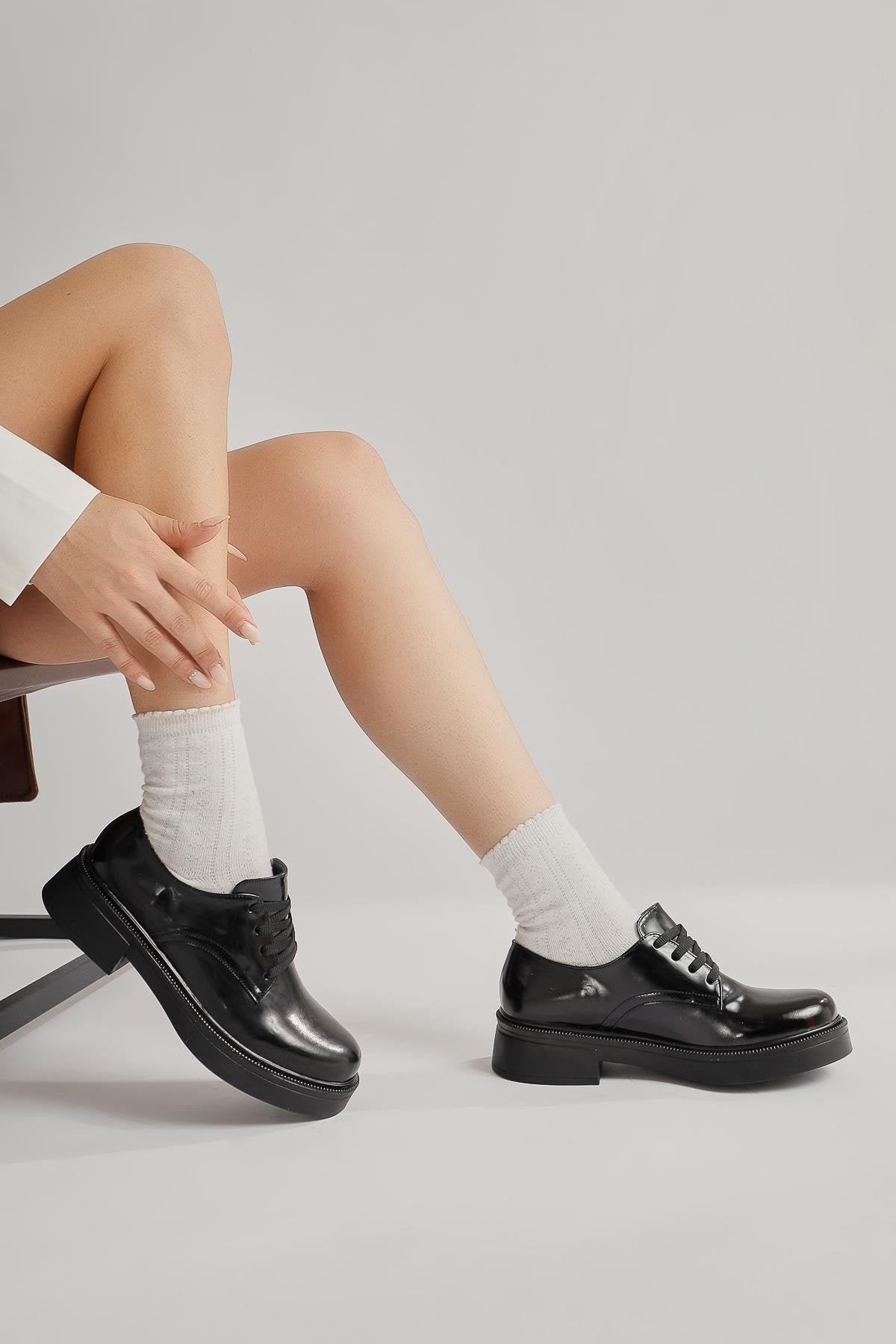 Satya – Black Patent Lace-Up Casual Shoe (Women)