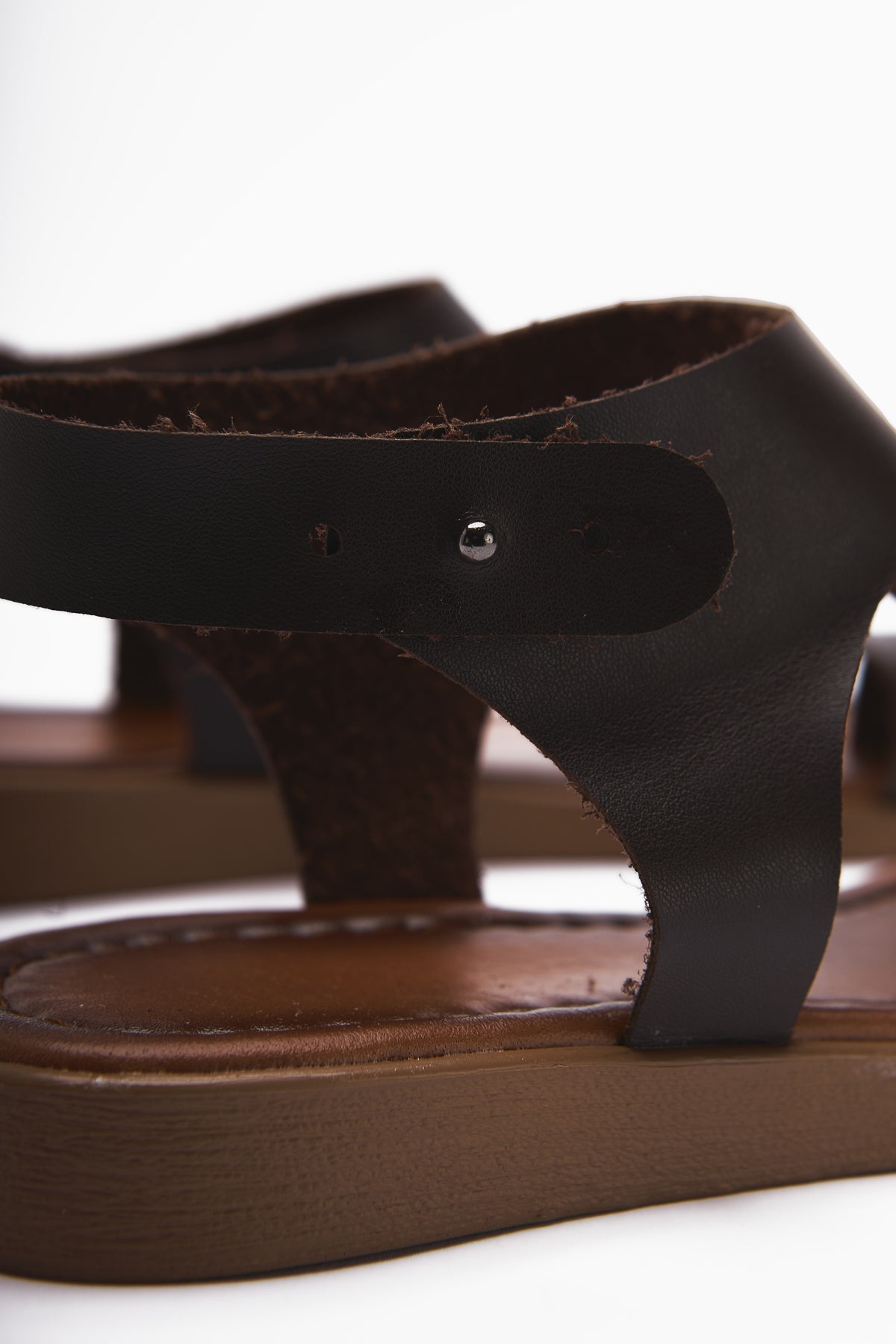 Laili Genuine Leather Coffee Thong Sandals