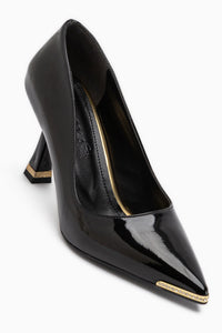 Sydney Black Patent Stone Detailed Women’s Heeled Shoes