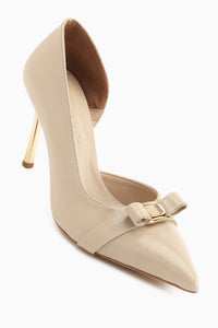 Henny Beige Bow Detailed Women’s Heeled Shoes