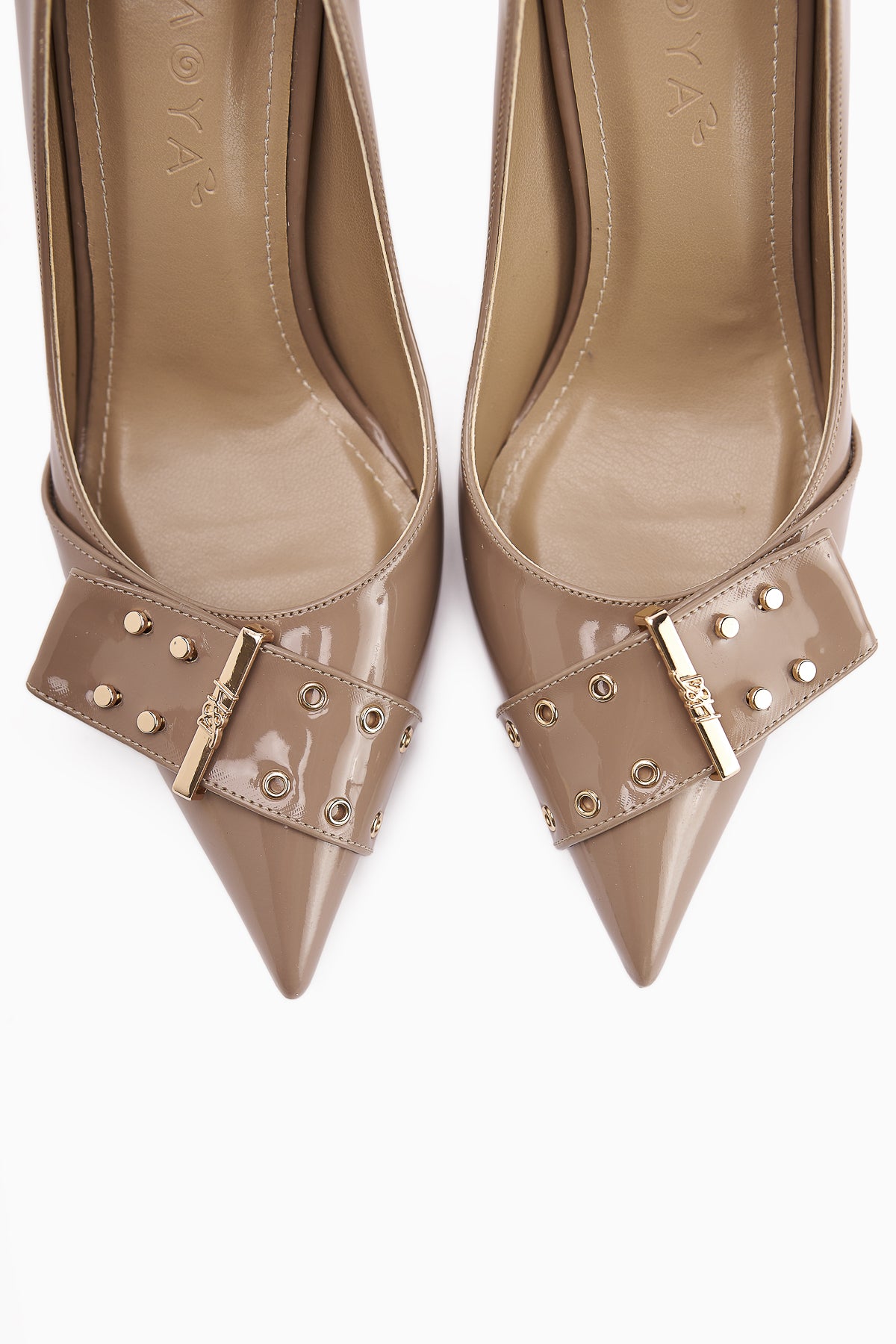 Sven Beige Patent Detailed Women’s Heeled Shoes