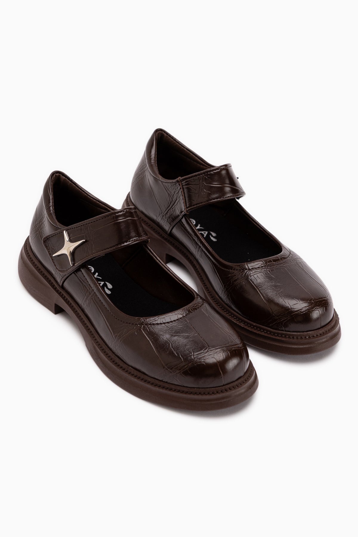 Rozalin Brown Strap Thick Sole Women’s Mary Jane Ballet Flats