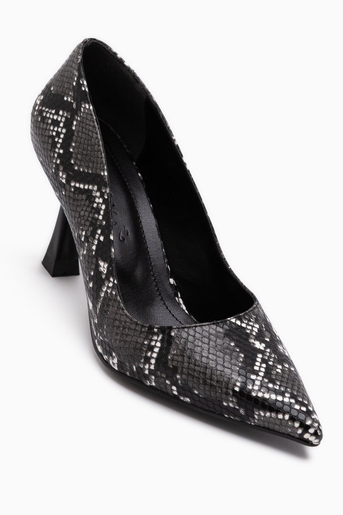 Celestine Black Snake Patterned Sequin Detailed Women’s Stiletto