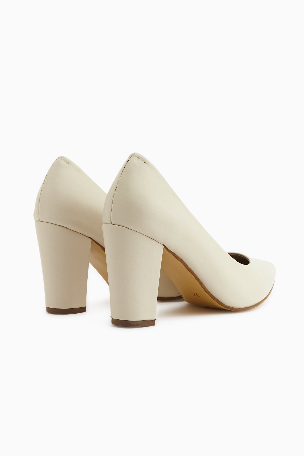 Emily Genuine Leather Beige Thick Heeled Women’s Shoes