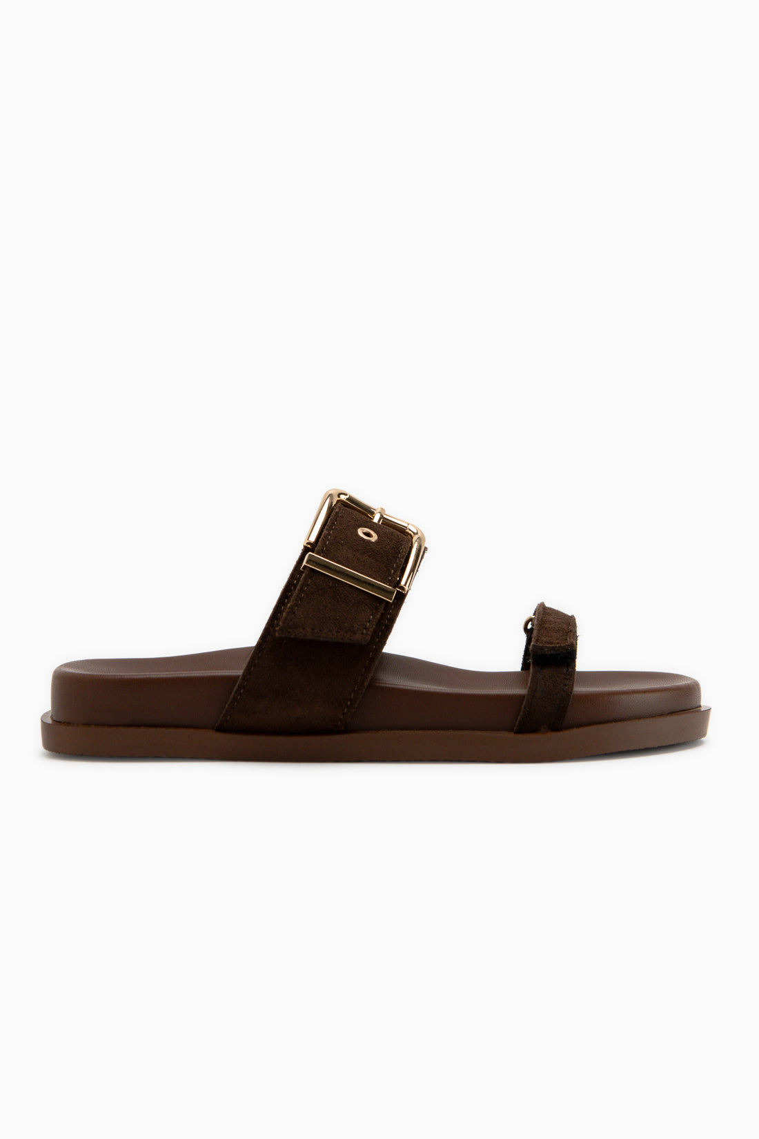Anelia Brown Suede Buckled Women’s Slippers
