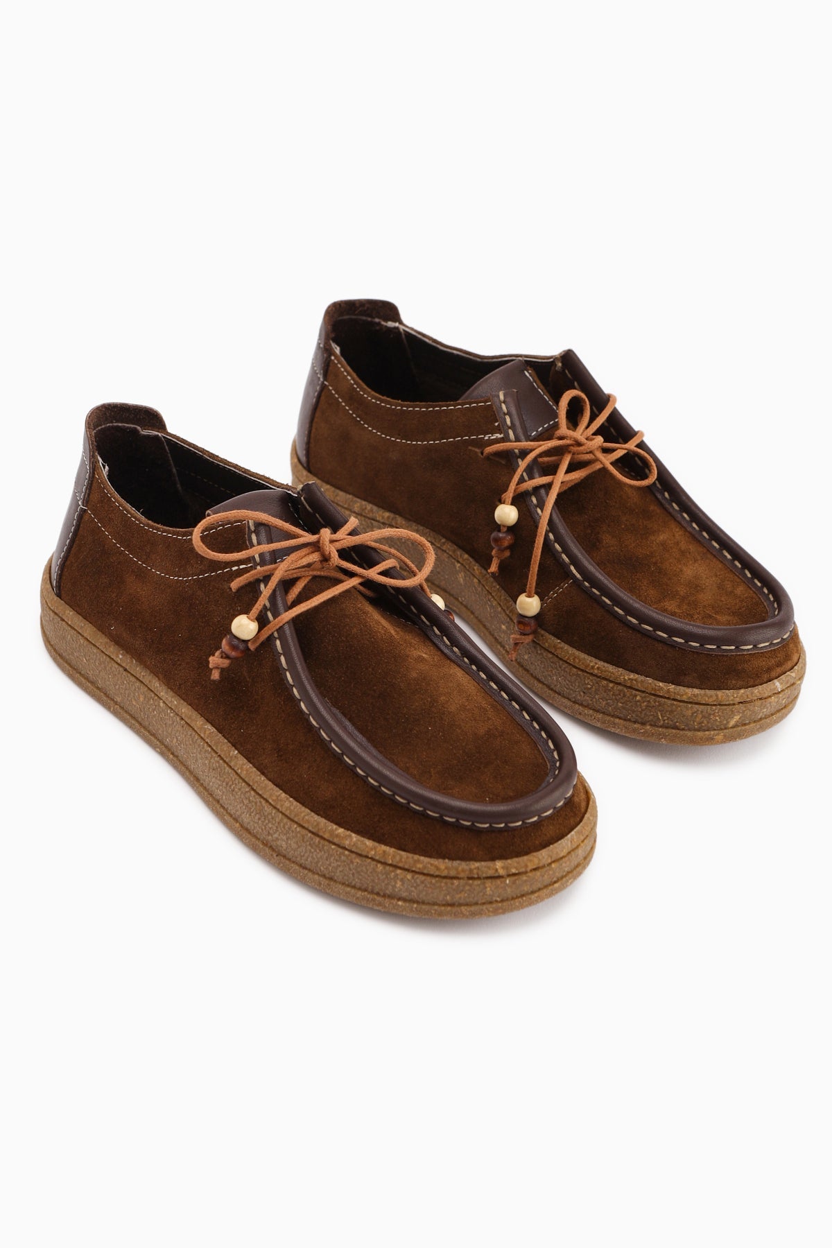 Polin Genuine Leather Brown Suede Lace-Up Daily Loafer Shoe