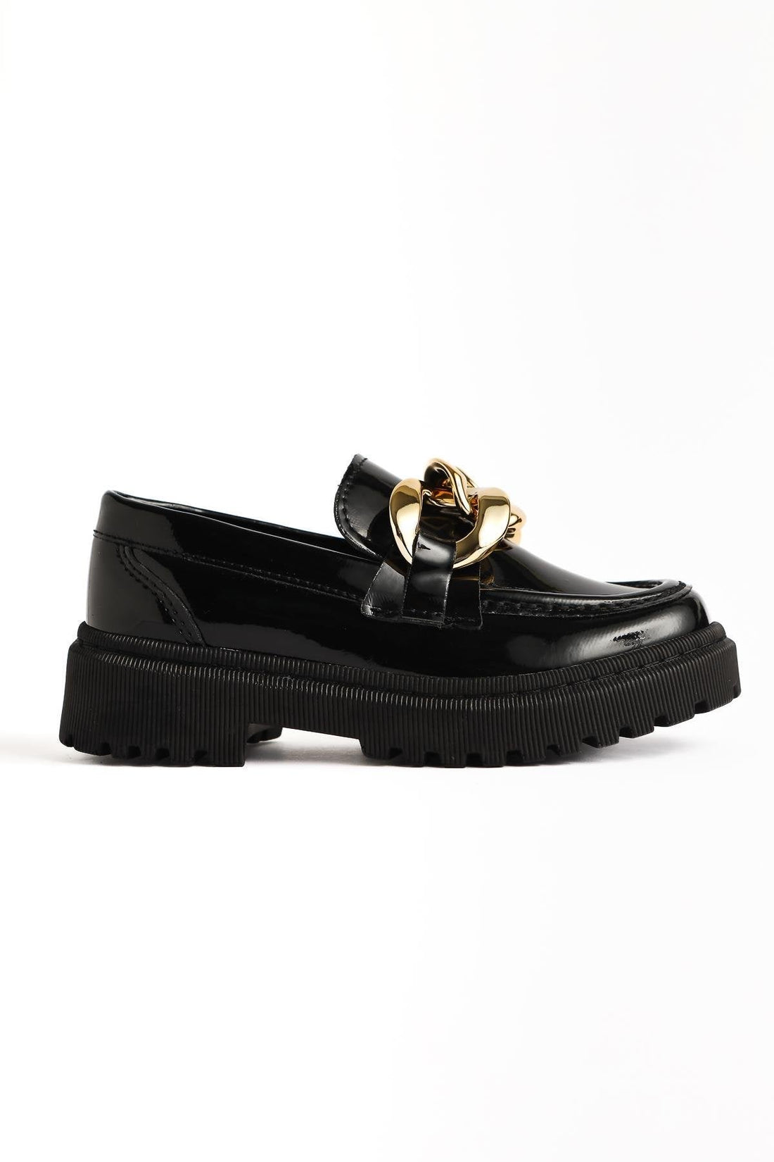 Janine – Black Patent Buckle-Detail Loafer (Kids)