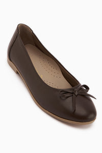 Holly Genuine Leather Brown Bow Women’s Ballet Flats