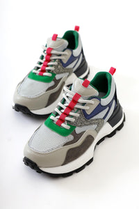 Netta Grey Lace-up Sneakers with Mesh Detail