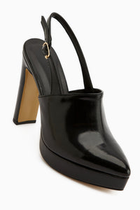 Marlen Black Pointed Toe Slingback Platform Heeled Women’s Shoes