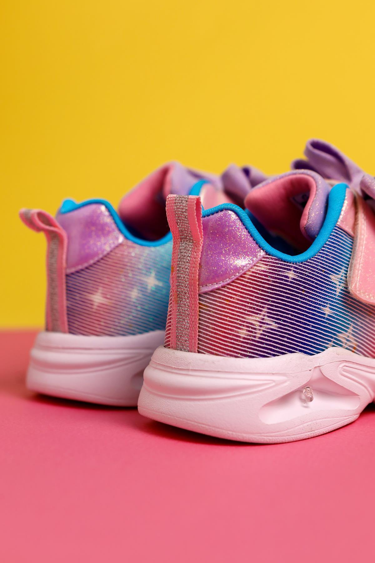 Gaia Powder Pink Kids' Sport Shoes with Bow Detail and Light-Up Features