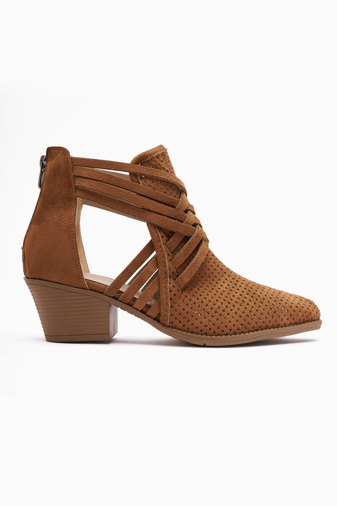 Kimia Taba Suede Zippered Chunky Heel Women's Western Summer Boot