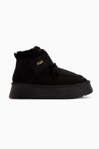 Celia Black Suede Fur Thick Sole Women’s Boots