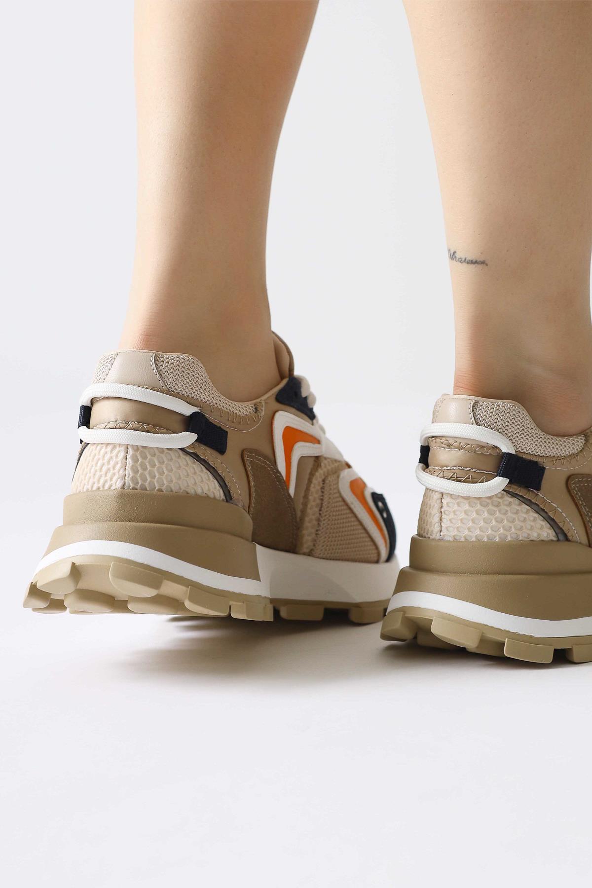 Onella Navy Suede Detailed Lace-up Sneakers