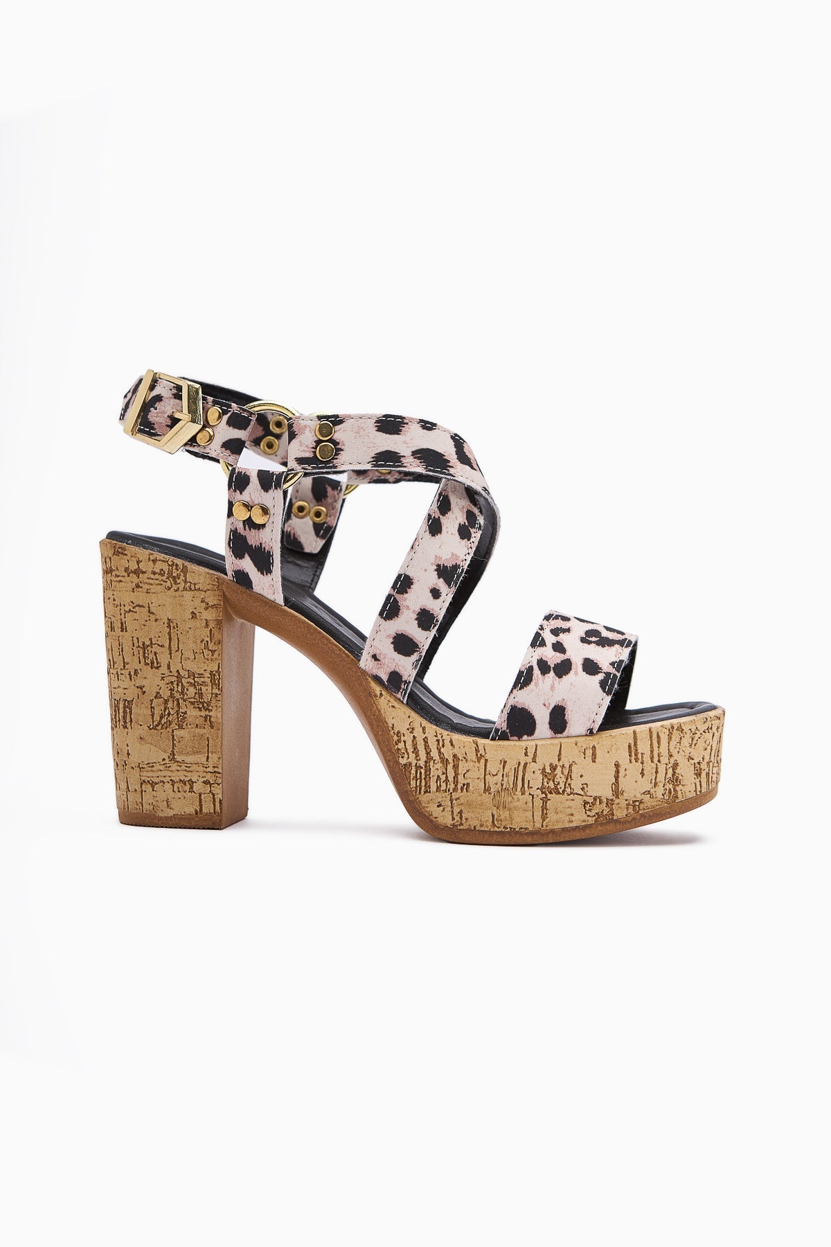 Havannah – Black Leopard Cross-Strap Platform-Heel Sandal (Women)