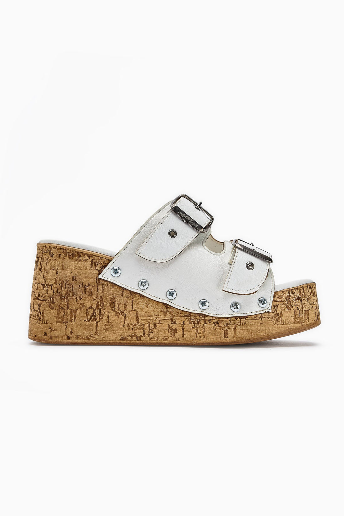 Ratka – White Double-Strap Platform Heel Slide (Women)