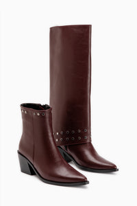 Liddy Burgundy Removable Cuff Women’s Boots