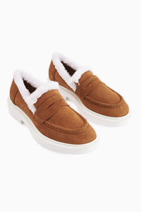 Genuine Leather Tommie Tan Suede Fur Casual Shoes