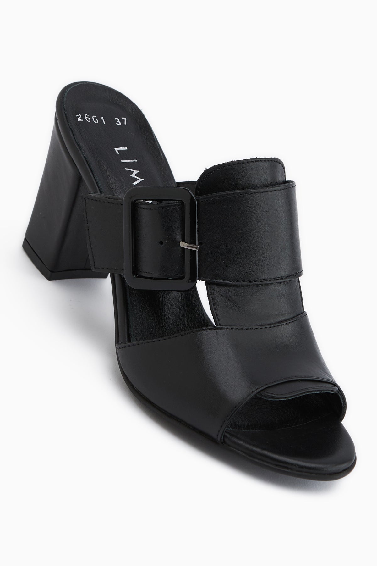 Ansa Genuine Leather Black Heeled Women’s Slippers