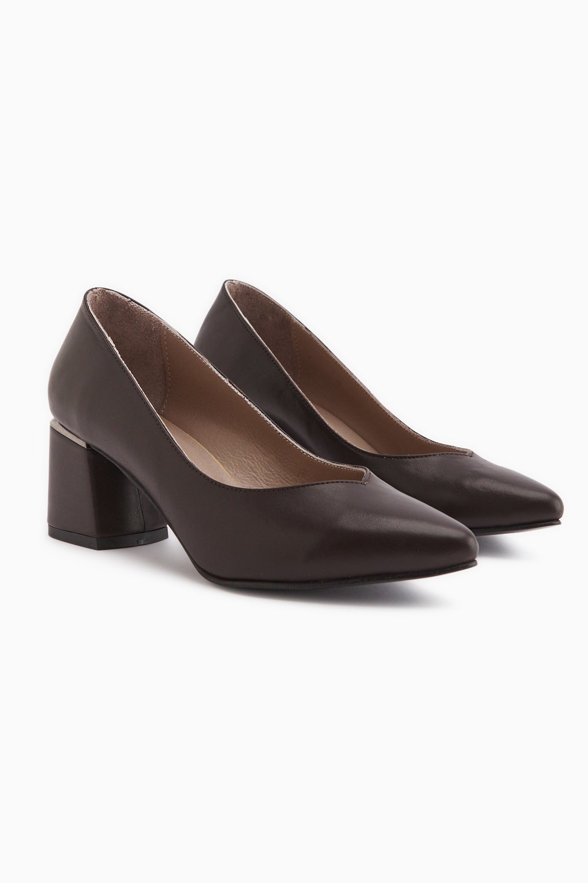 Ferida Genuine Leather Brown Thick Heeled Women’s Shoes