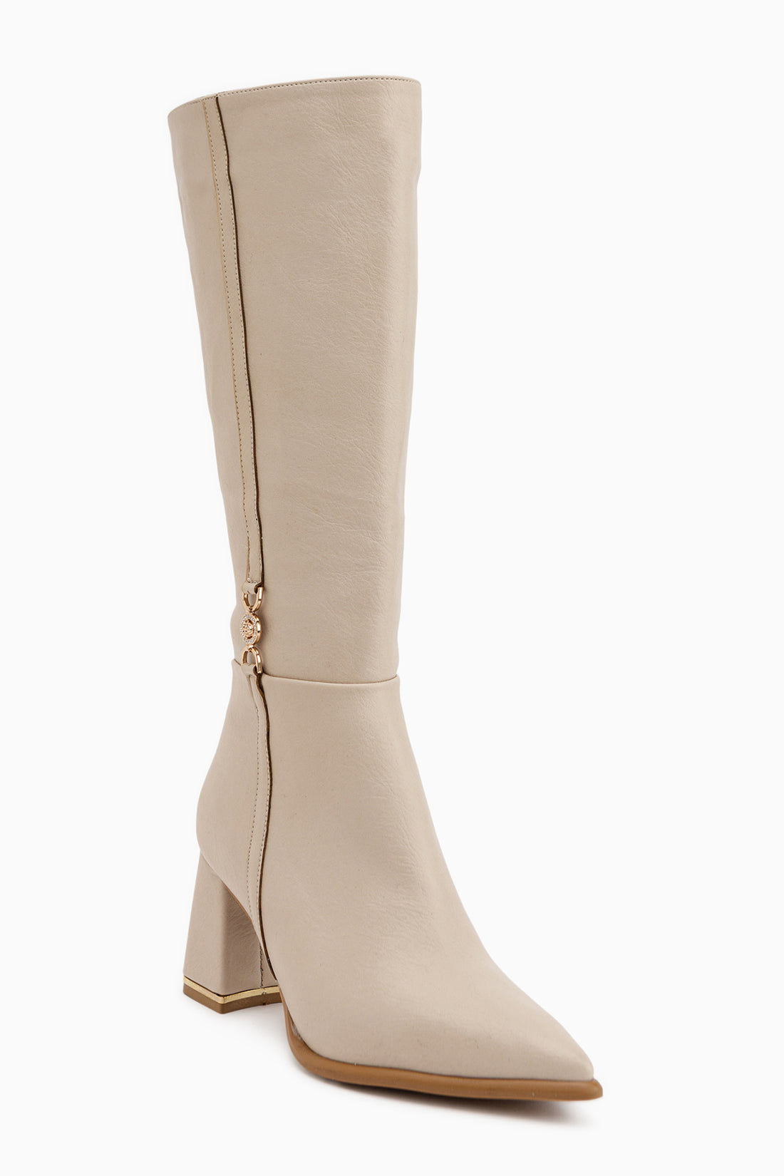 Kris Beige Buckle Detailed Women’s Boots