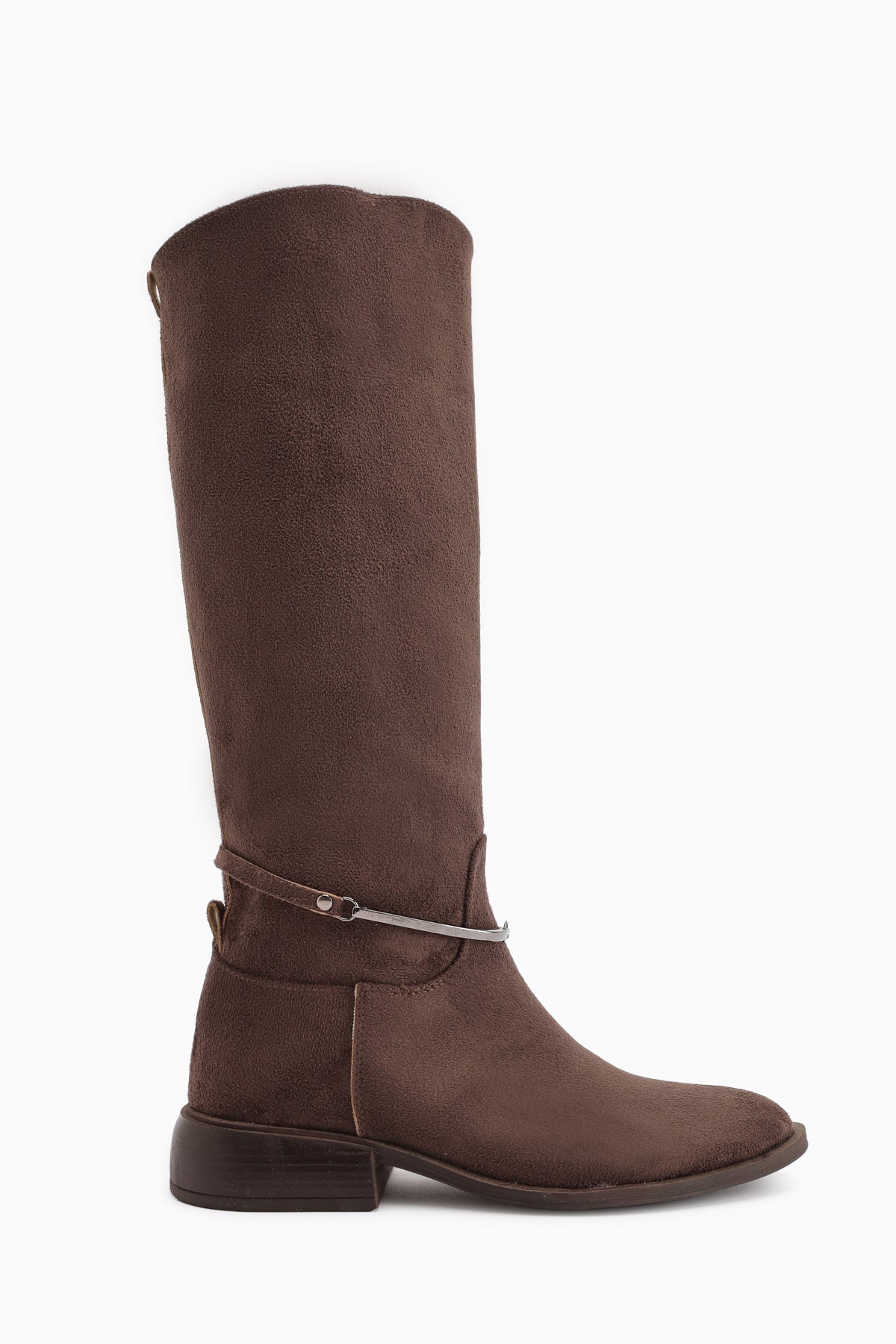 Zeina Coffee Suede Buckled Women's Boots