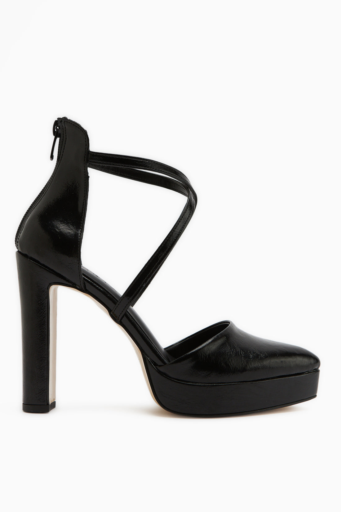 Naomi Black Belted Platform Heeled Women’s Shoes