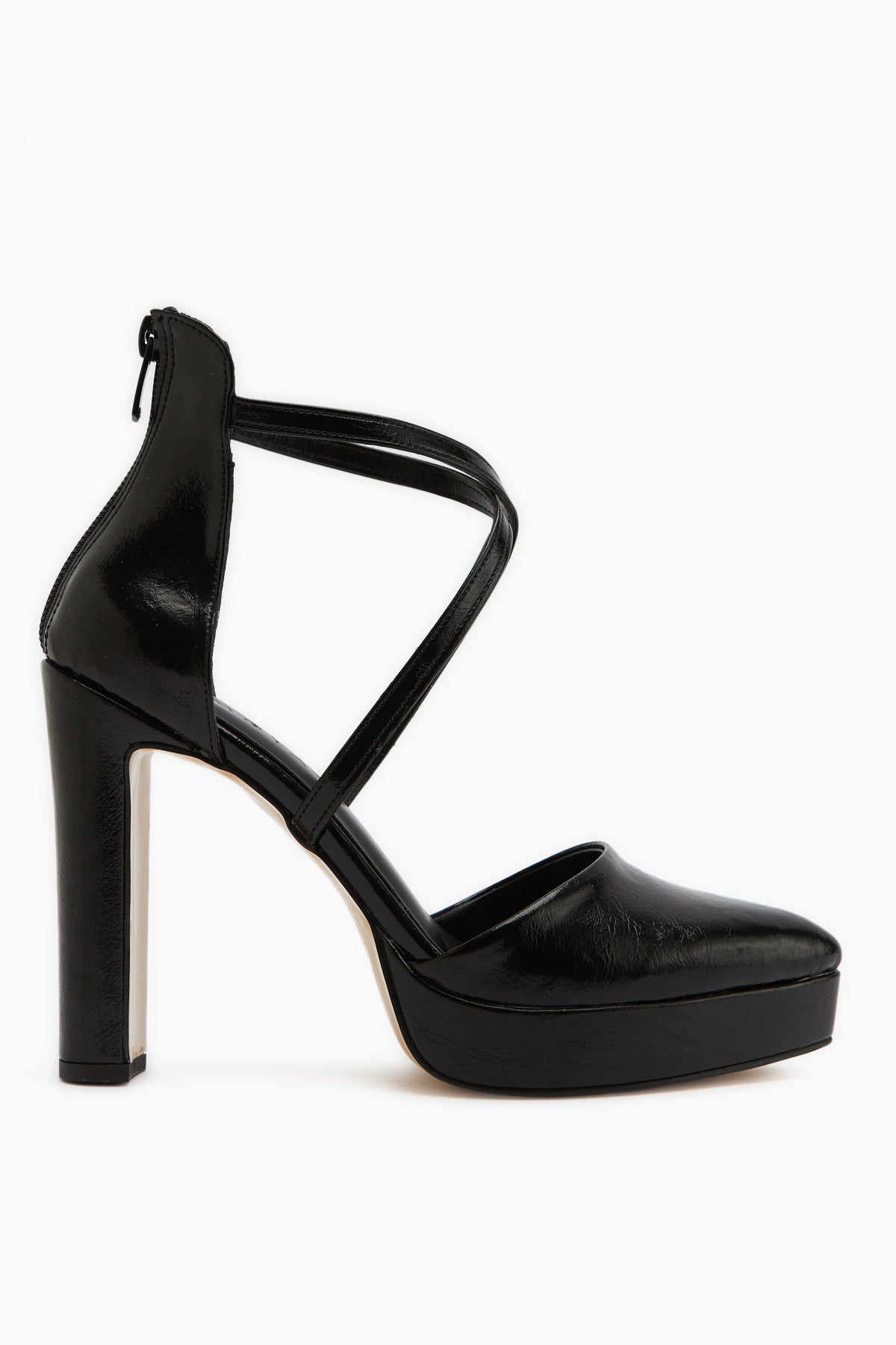 Naomi Black Belted Platform Heeled Women’s Shoes