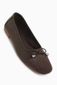 Anjela Genuine Leather Brown Bow Detailed Women’s Ballet Flats