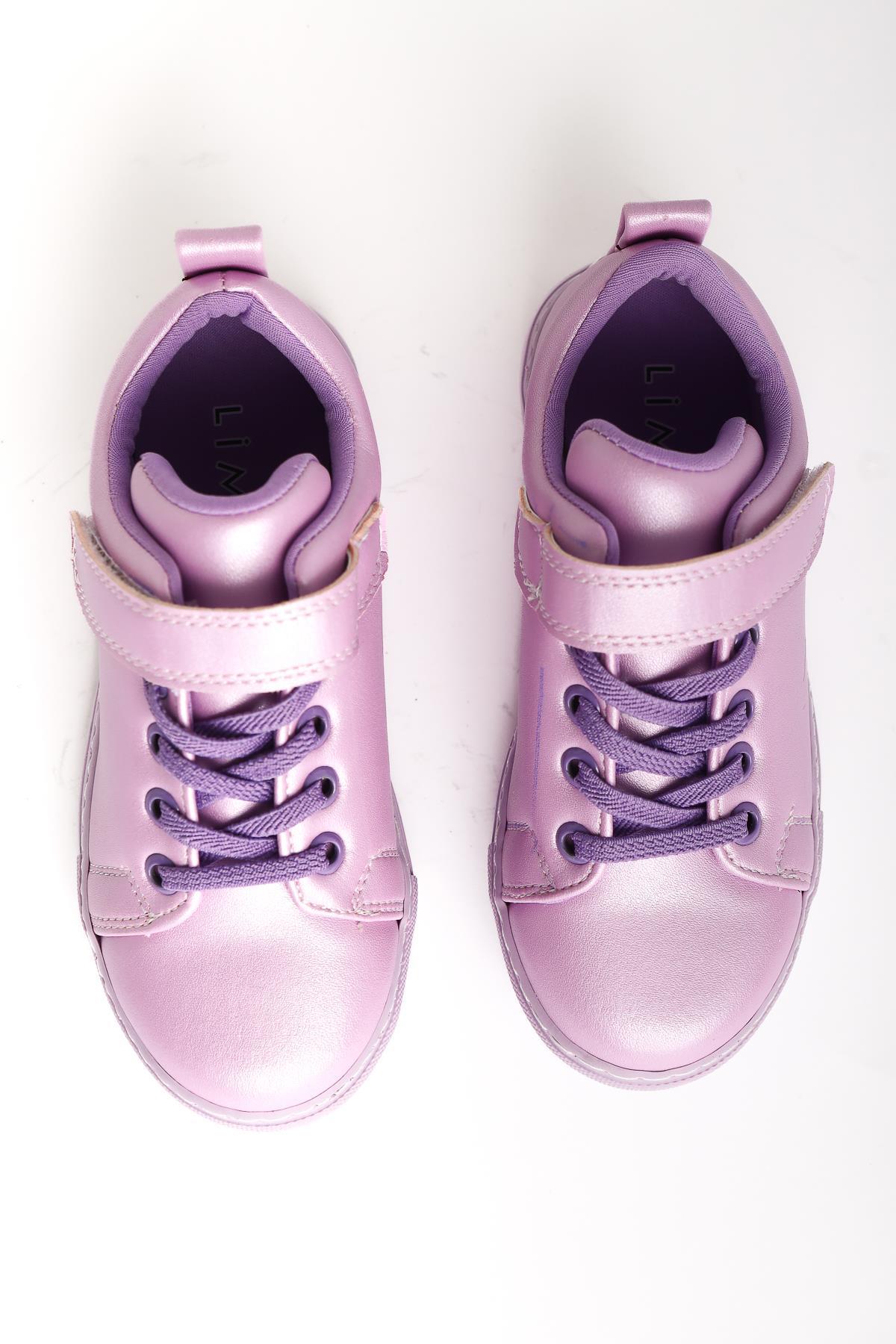 Hori Lilac Lace-Up Sneakers with Velcro Detail for Kids