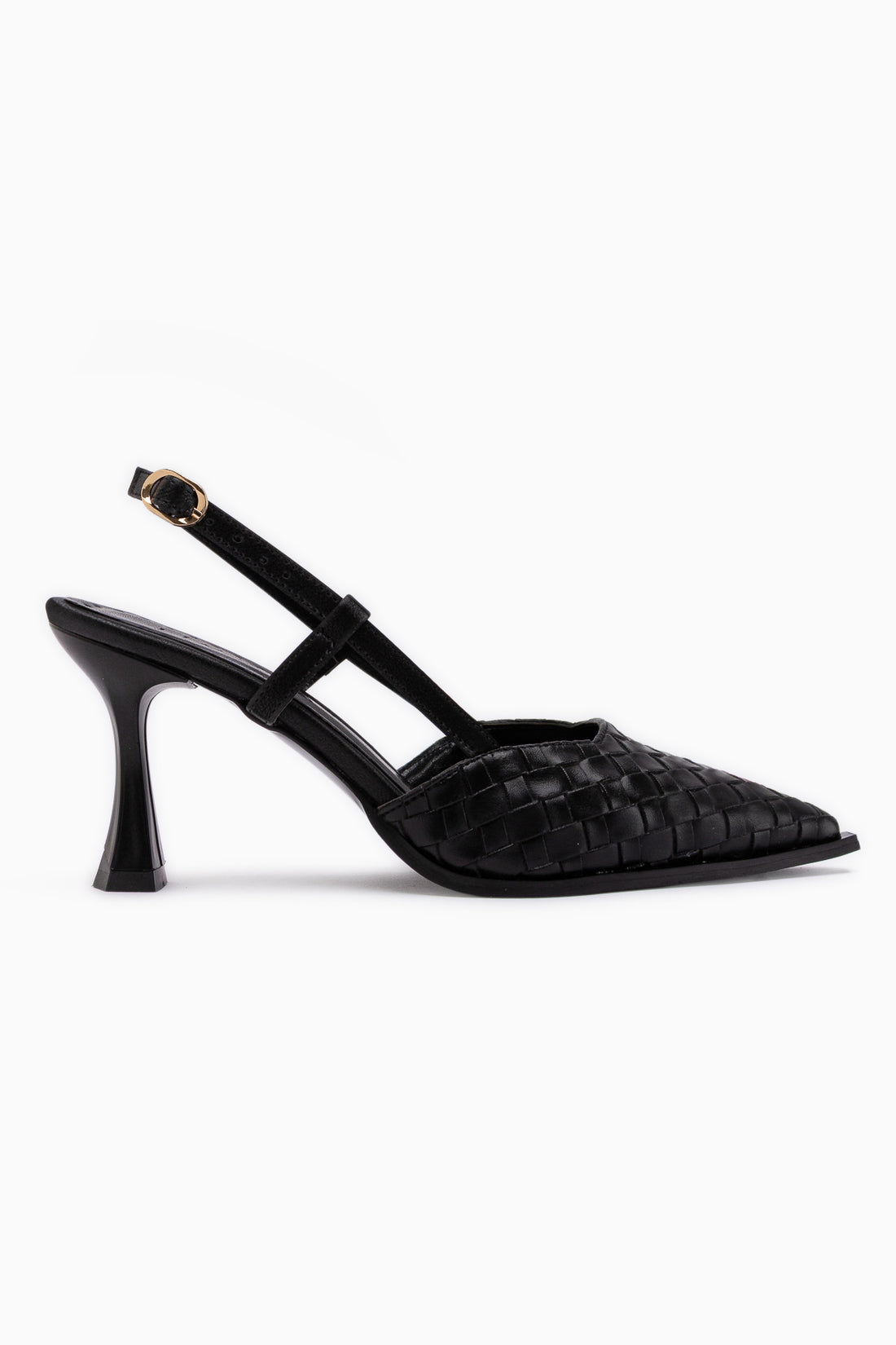 Neila Black Woven Pattern Women’s Heeled Shoes