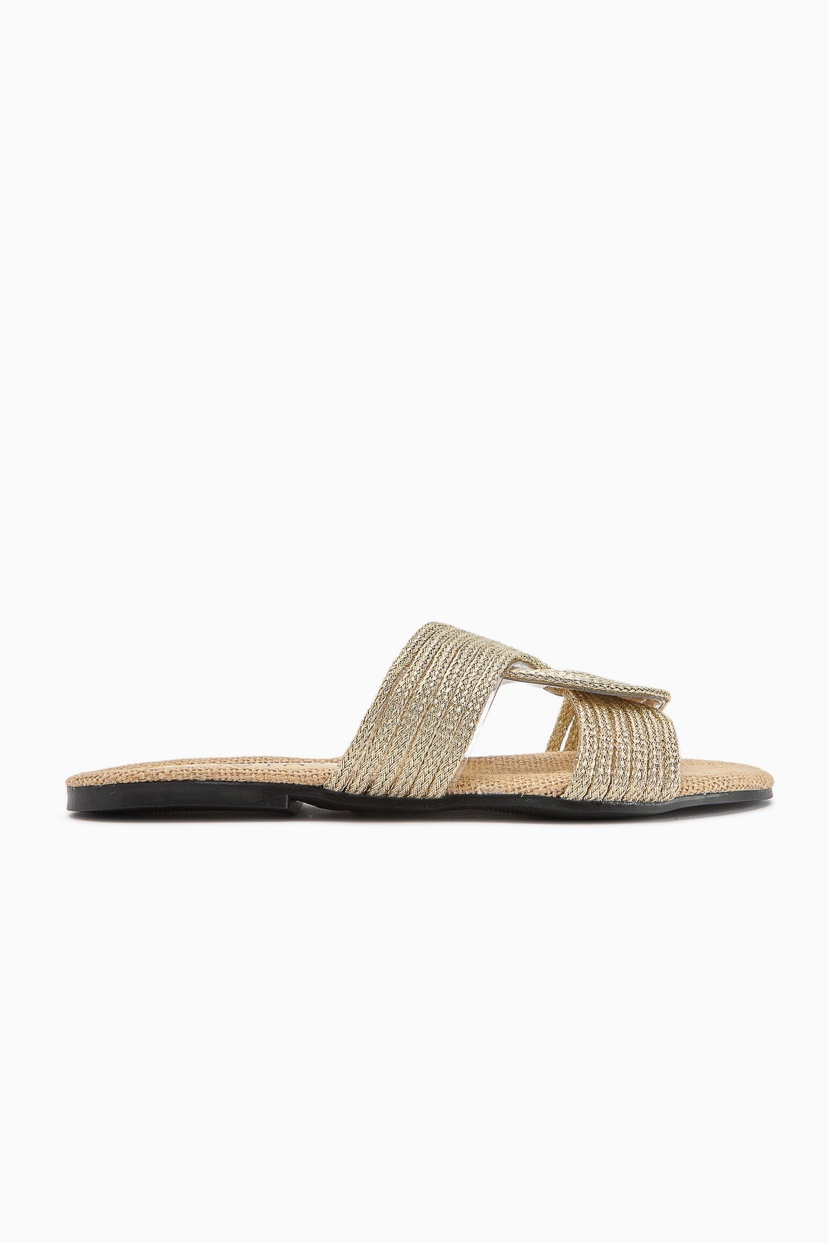 Nihaal – Straw Cross-Strap Flat-Sole Slide (Women)