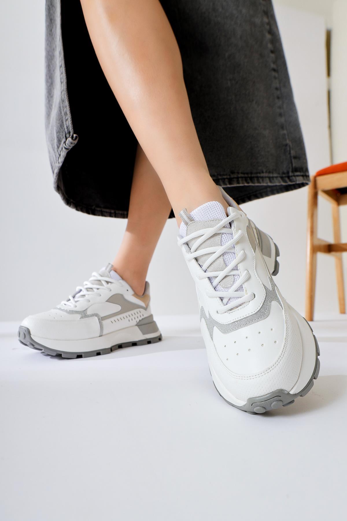 Sin White Lace-Up High-Sole Sneakers