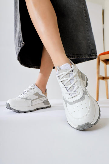 Sin White Lace-Up High-Sole Sneakers