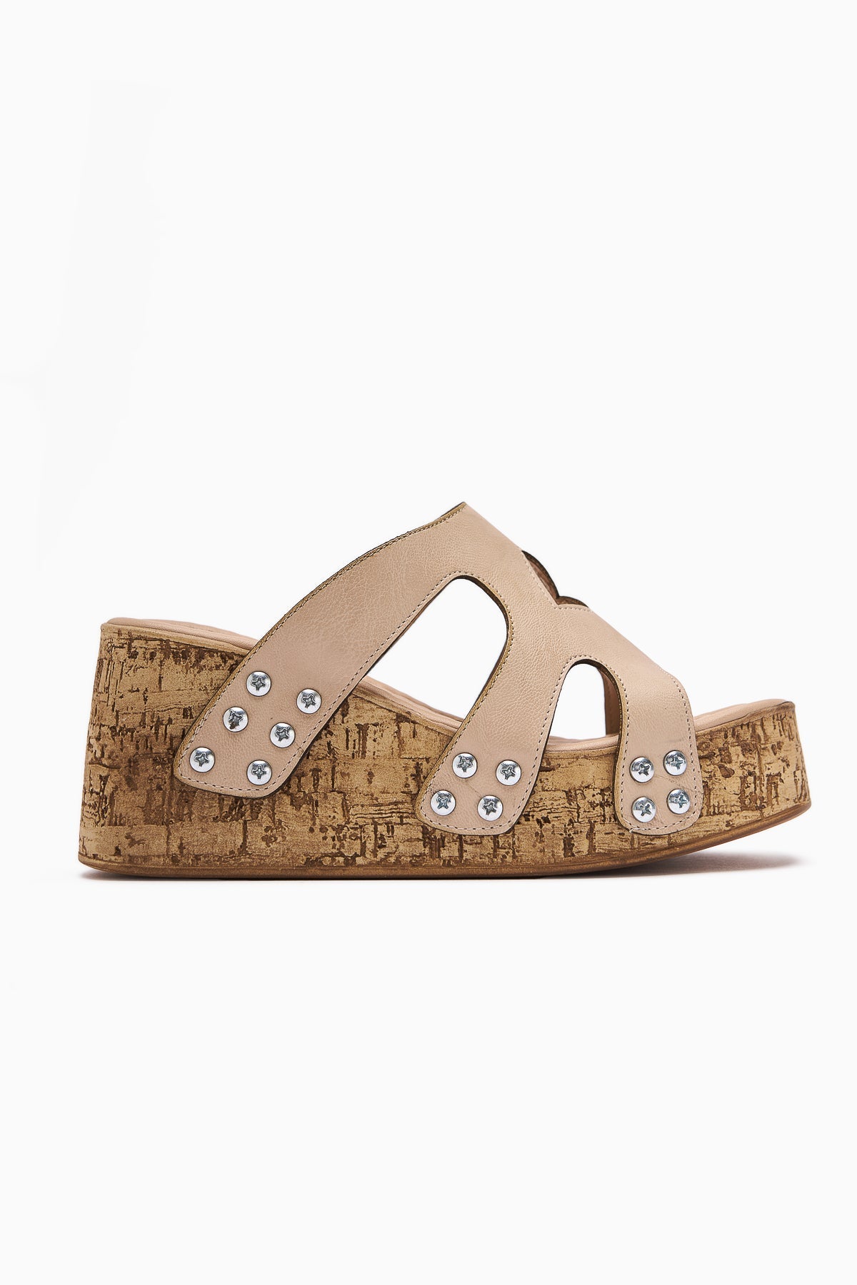 Freya Women's Beige Slippers with Screw Detail