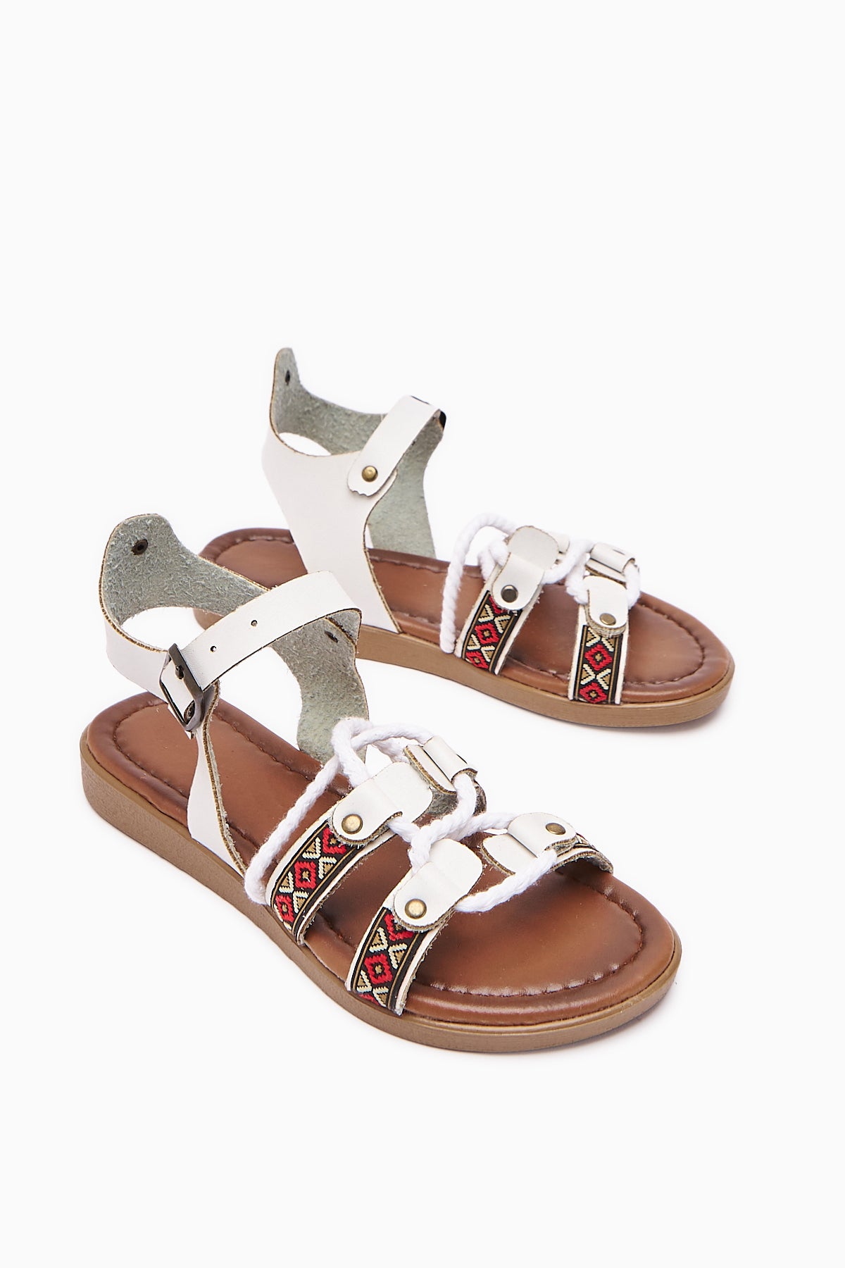 Genuine Leather Sohna White Antique Detailed Women’s Sandal