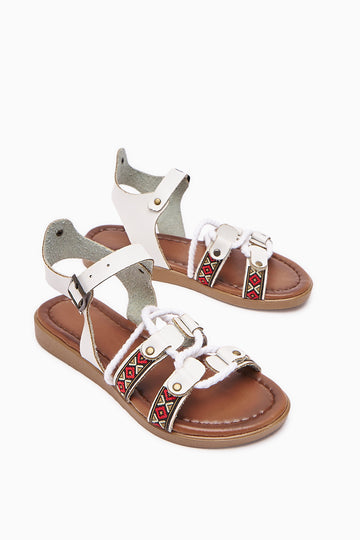 Genuine Leather Sohna White Antique Detailed Women’s Sandal