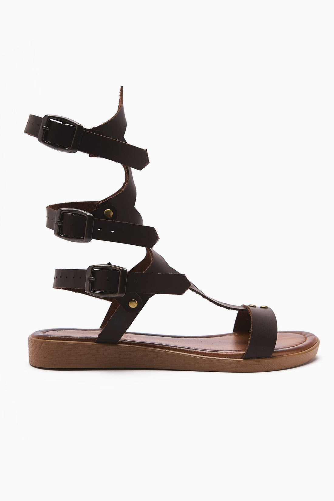 Hill Genuine Leather Coffee Gladiator Sandals