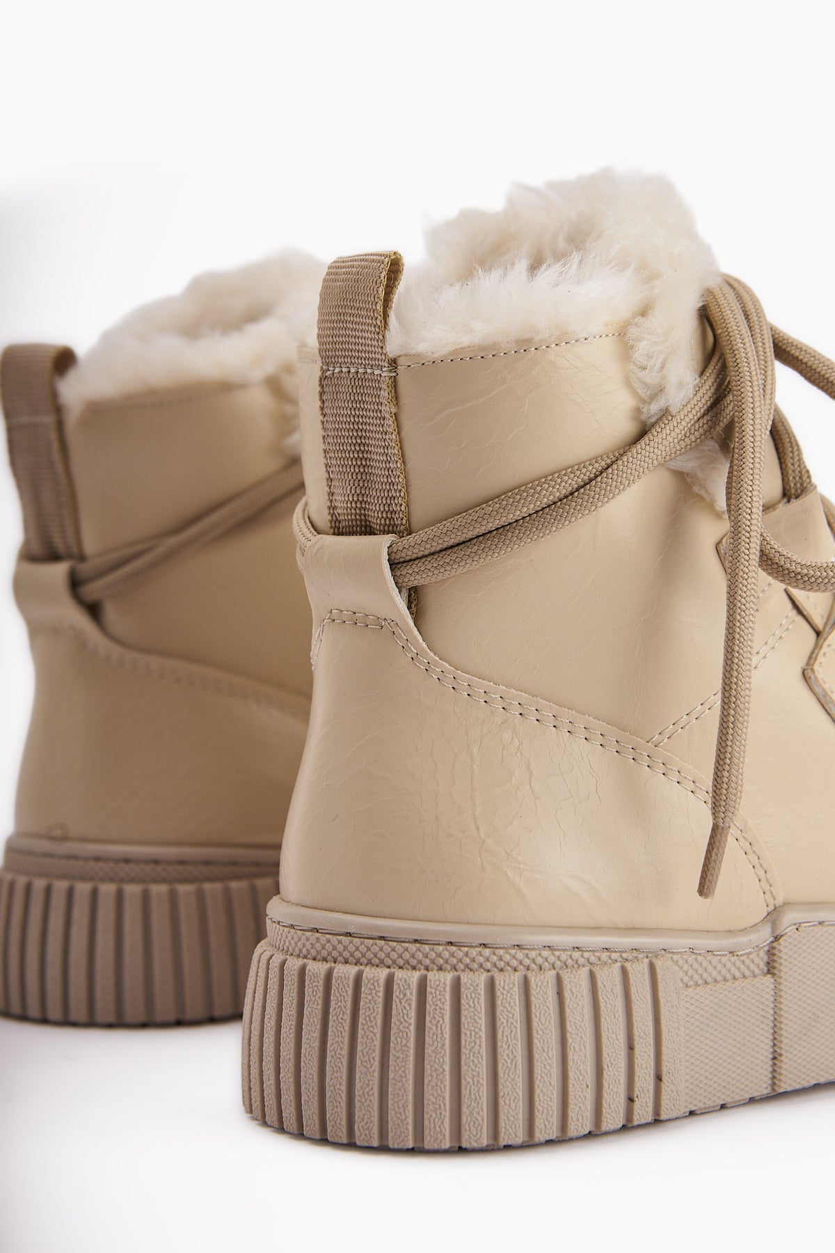 Yanisa Beige Fur-Lined Lace-up Women's Sport Boot